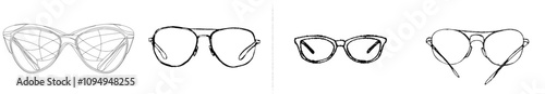 A single line drawing of eyeglasses embodies minimalism and modern design, emphasizing simplicity in object design.