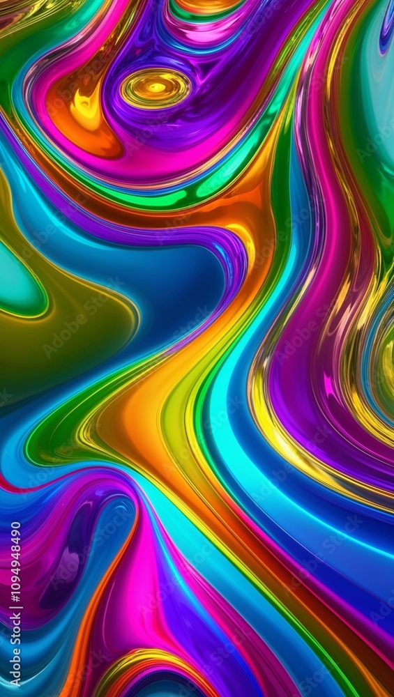 Fototapeta premium Vibrant swirling liquid overlay with rainbowinspired colors