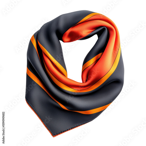 Elegant silk scarf with bold orange and black stripes
