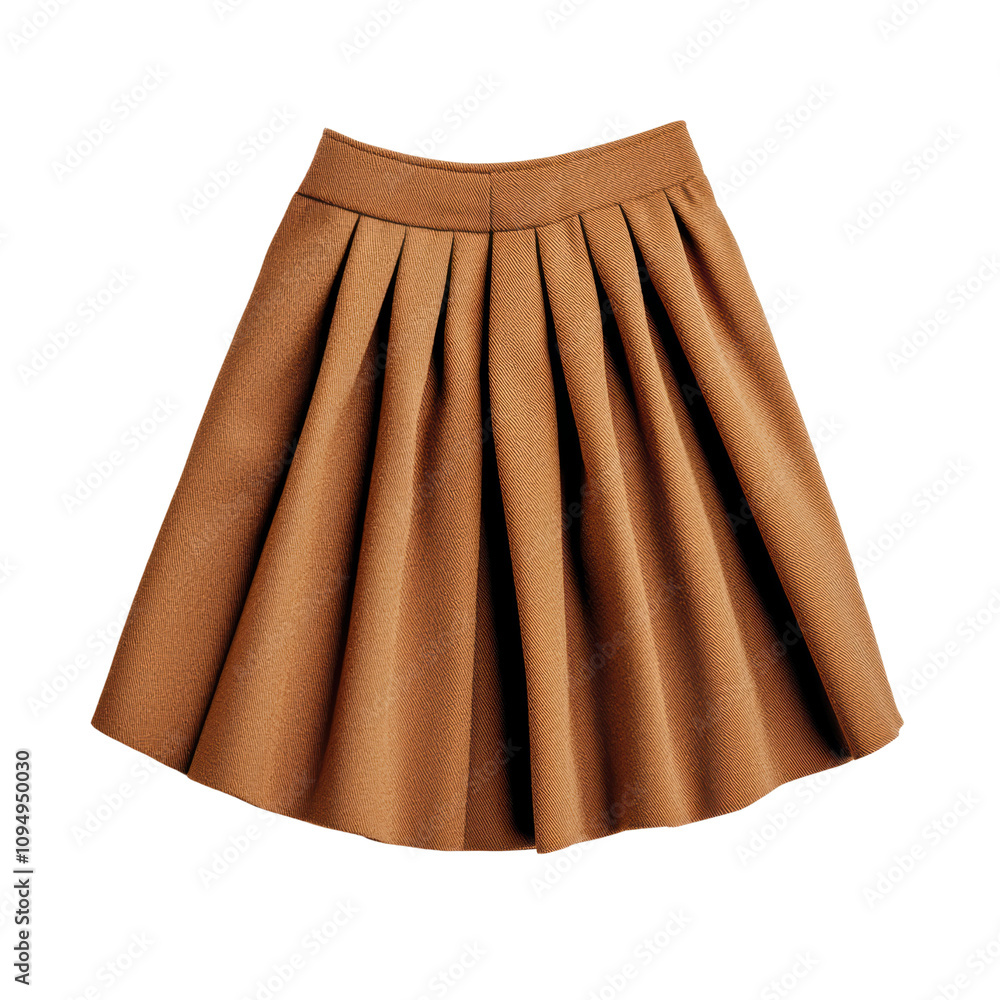 Elegant brown pleated skirt on a transparent background Elegant brown pleated skirt on a transparent background