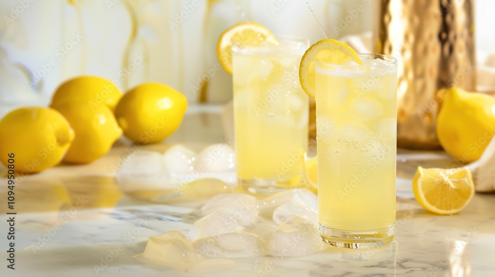 Lemon Bubble Water - a refreshing and vibrant visual. The image captures the effervescence and zesty appeal of lemon-infused sparkling water. Lemon Bubble Water - a refreshing and vibrant visual. The image captures the effervescence and zesty appeal of lemon-infused sparkling water.