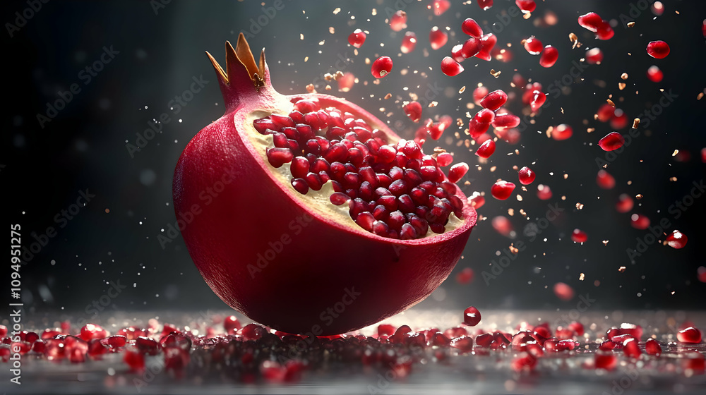 Red Pomegranate Fruit 3D Illustration Red Pomegranate Fruit 3D Illustration
