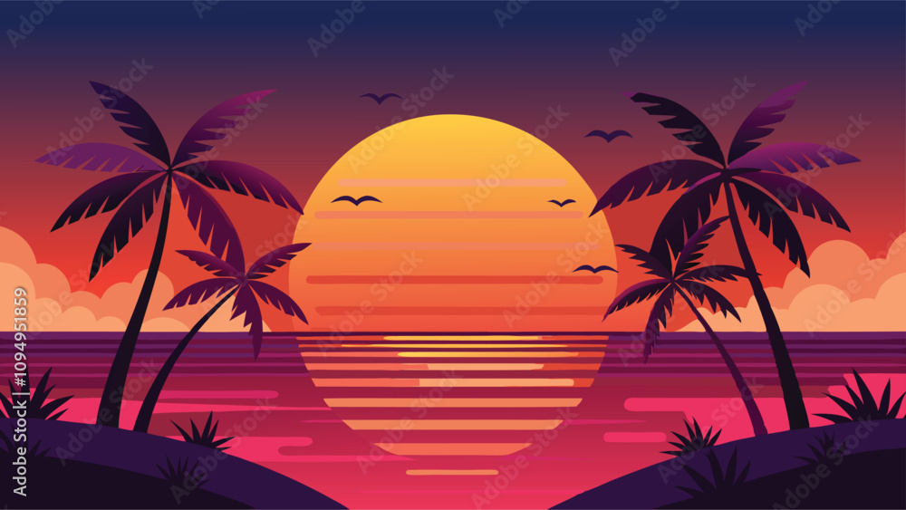 Obraz premium tropical sunset with trees