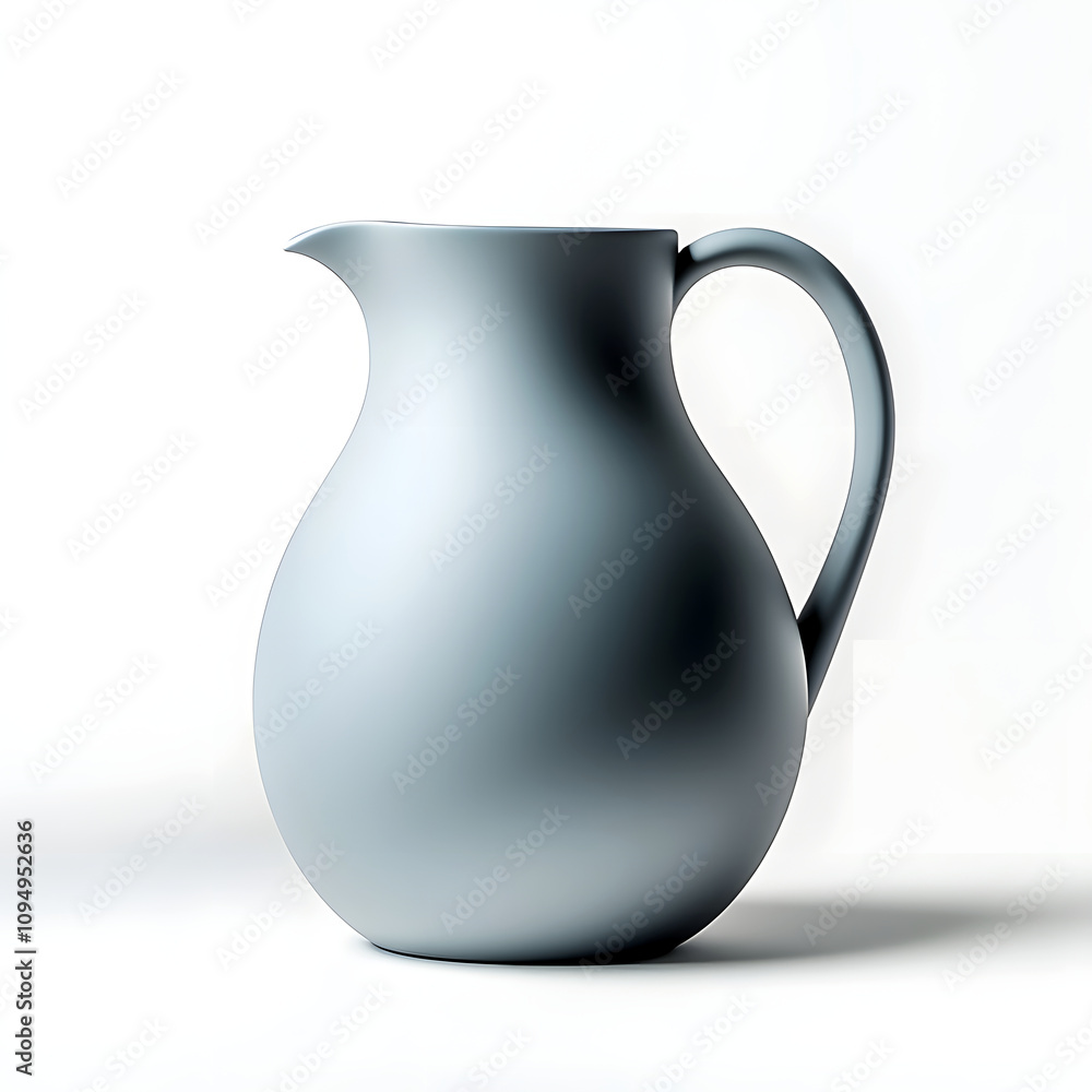 A minimalist gray pitcher on a white background. A minimalist gray pitcher on a white background.