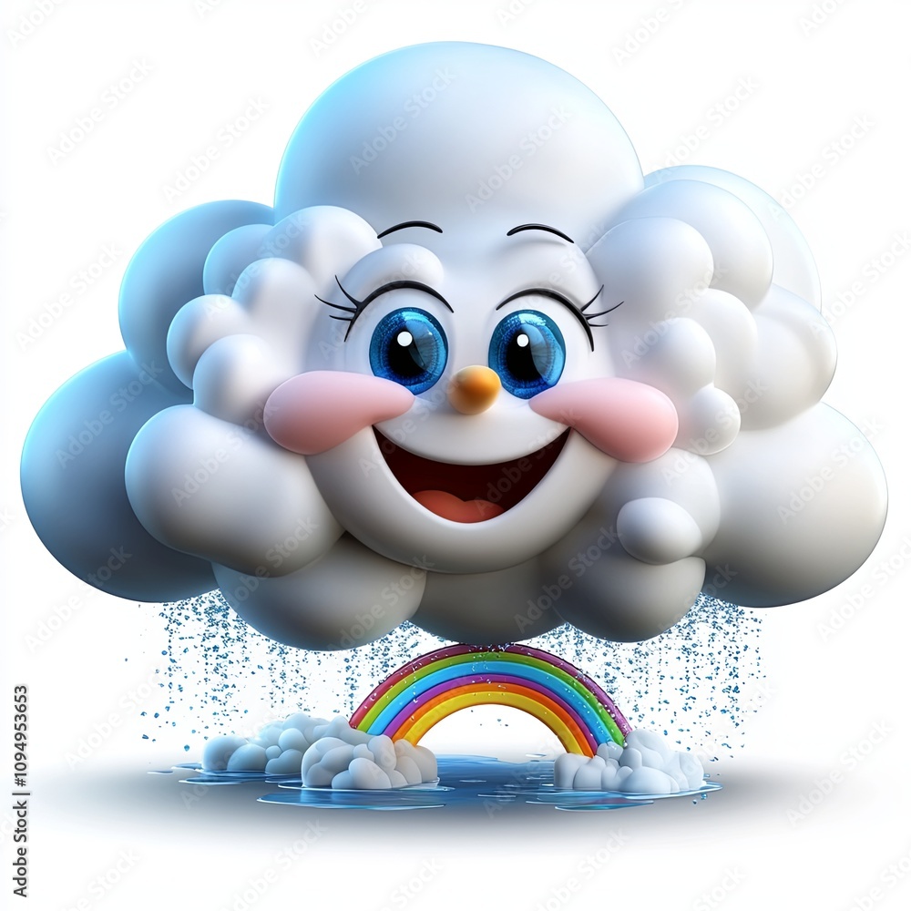 Happy Cloud on Isolated White Background Happy Cloud on Isolated White Background