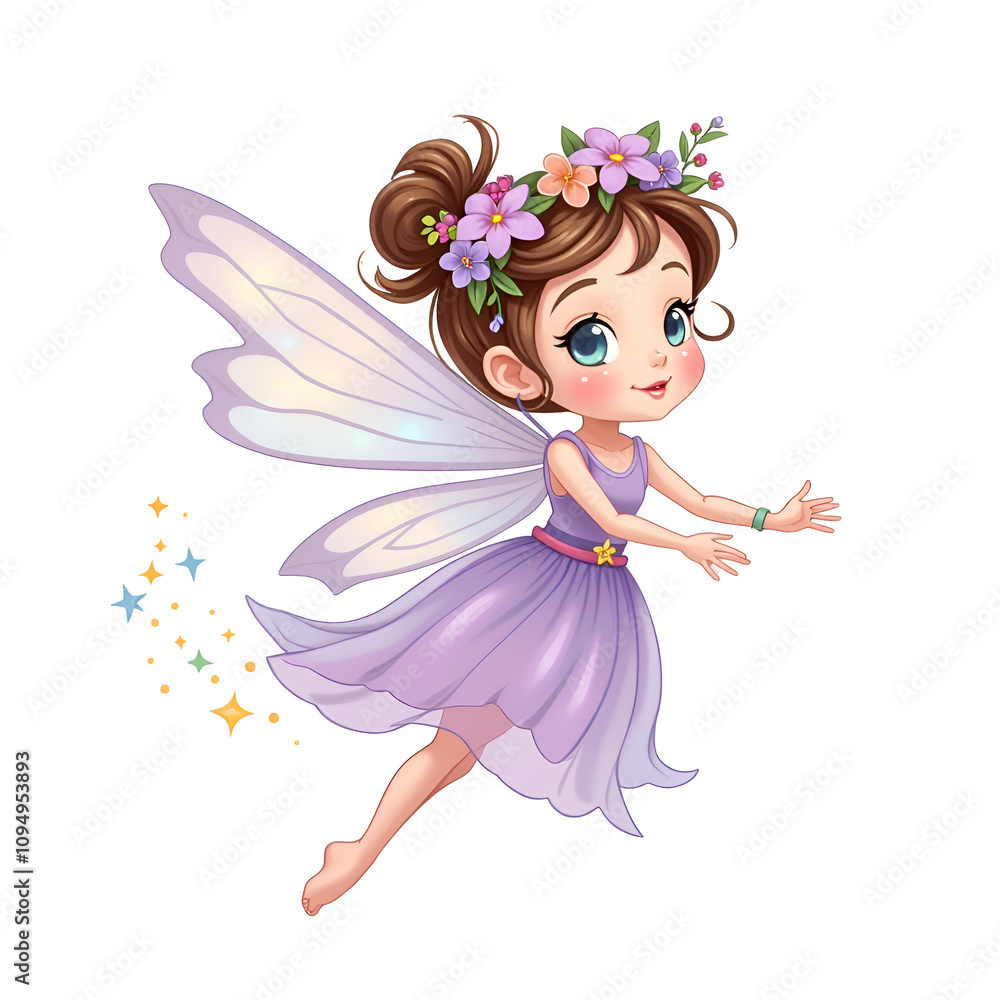 Whimsical fairy with delicate wings and floral accessories in a dreamy pose, digital art of character illustration concept. Whimsical fairy with delicate wings and floral accessories in a dreamy pose, digital art of character illustration concept.