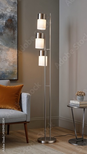 Contemporary floor lamps with metallic finish soft ambient lighting