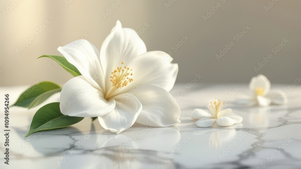 Jasmine blooms, double-exposed on veined marble. Jasmine blooms, double-exposed on veined marble.