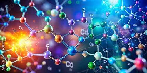 Detailed Chemical Bond Diagram Illustrating Molecular Interactions with Clear Copy Space for Educational Use and Scientific Presentations in Chemistry and Biology