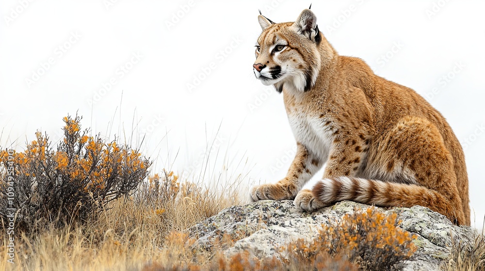 Fototapeta premium Stealthy Cougar on a White Background
