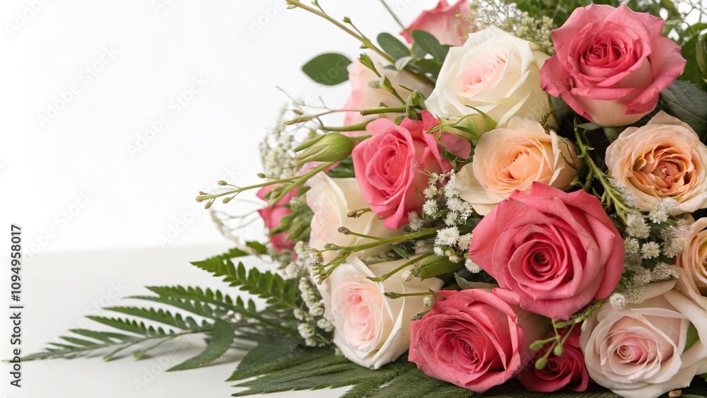 Rose bouquet background with a mix of fresh and artificial flowers in a loose arrangement, natural beauty, artificial flowers Rose bouquet background with a mix of fresh and artificial flowers in a loose arrangement, natural beauty, artificial flowers