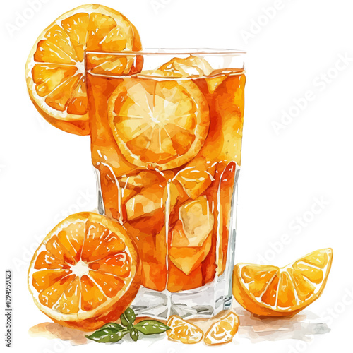 A watercolor drawing of Orange Jelly, isolated on a white background. Orange Jelly vector.