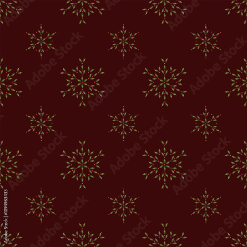 Series of christmas floral patterns in retro vintage classical style