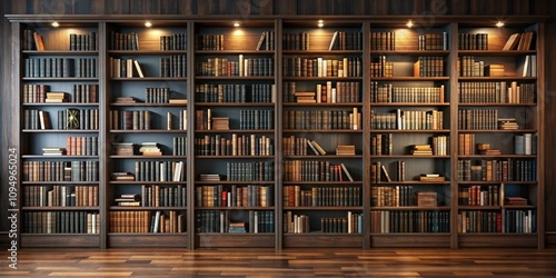 Elegant home library featuring traditional wooden bookshelves