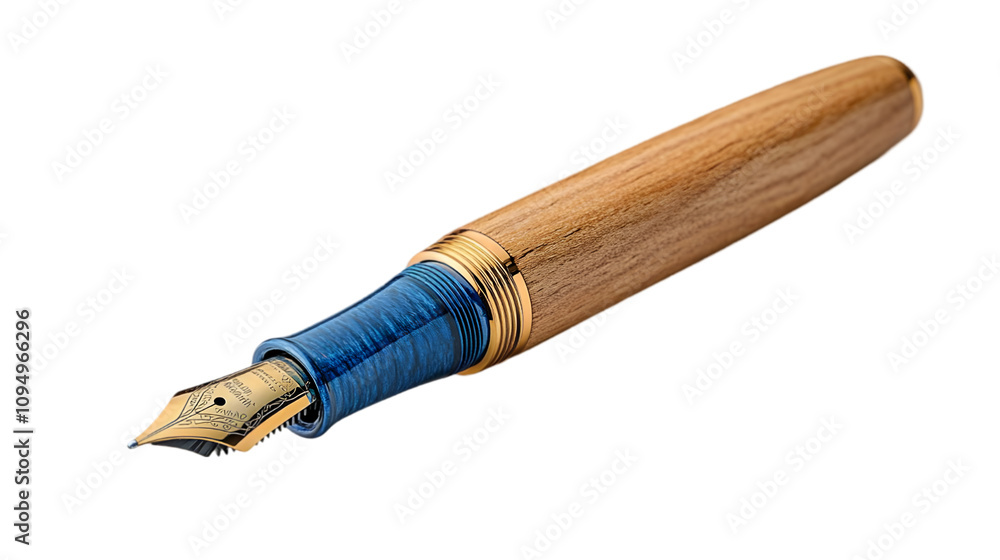 custom made wallpaper toronto digitalBlue and Brown Wooden Pen with Gold Accents - Realistic Image