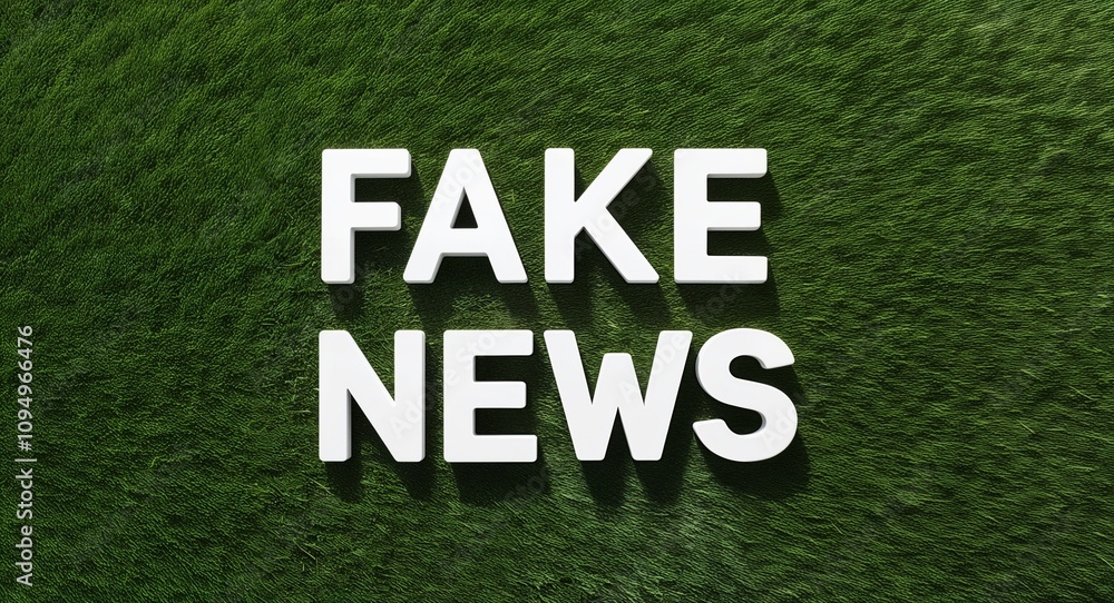 fake news white lettering on grass background fake news white lettering on grass background