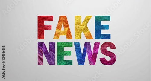 fake news artistic colorful style lettering on plain white background