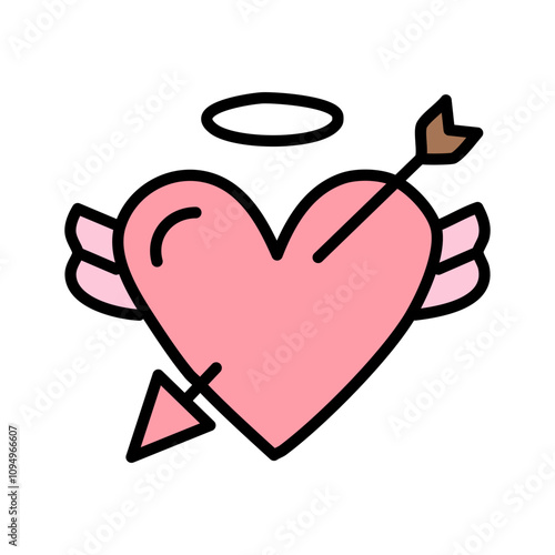 Heart with arrow vector, love style editable stroke icon.