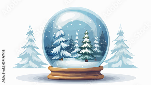 Snow Globe Vector Cartoon Design: Festive Xmas Empty Snow Globe Illustration