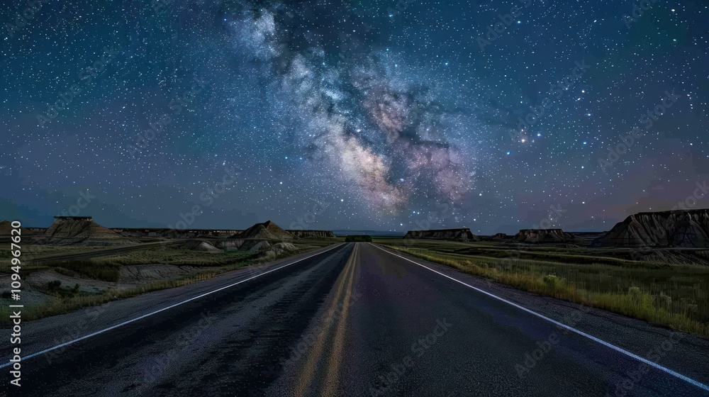 Fototapeta premium Milky Way over a Road