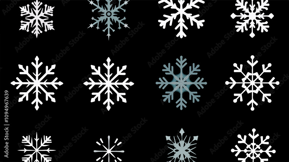 Snowflake Set Vector Silhouette Symbol Icon Design Snowflake Set Vector Silhouette Symbol Icon Design