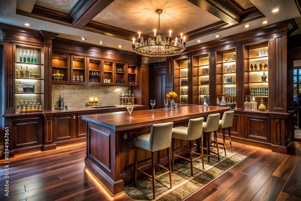 Elegant Home Bar with Long Exposure Lighting Effects Showcasing Luxury Design and Sophisticated Ambiance for a Stylish Entertaining Space Elegant Home Bar with Long Exposure Lighting Effects Showcasing Luxury Design and Sophisticated Ambiance for a Stylish Entertaining Space