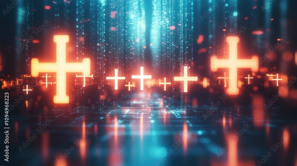 Digital Crosses: A Neon Glimmer in the Cyberverse Digital Crosses: A Neon Glimmer in the Cyberverse