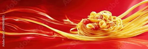 Barilla Spaghetti: Italian National Brand Pasta Pack on Red Placemat