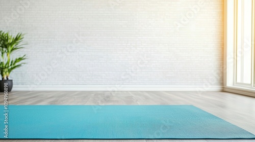 Yoga practice session tranquil studio indoor setting minimalist decor peaceful atmosphere mindfulness concept for well-being