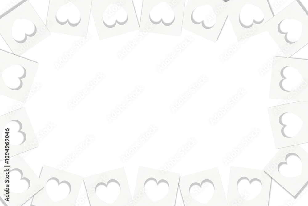 Obraz premium ハートマークが切り抜かれた紙が周りに散らばるフレーム