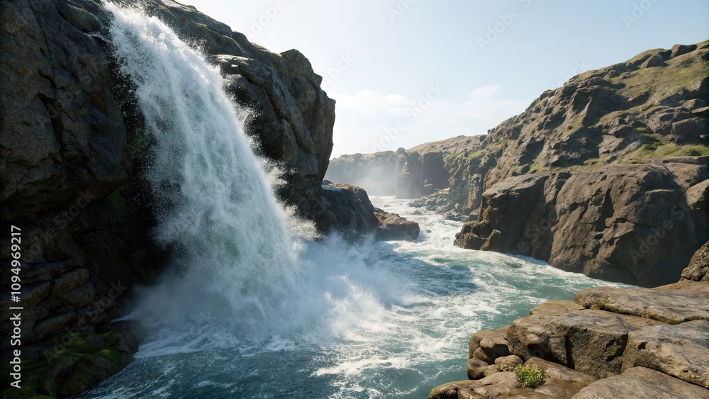 Water gushing out of a rocky crevice, nature, landscape, geological process, geology, erosion Water gushing out of a rocky crevice, nature, landscape, geological process, geology, erosion