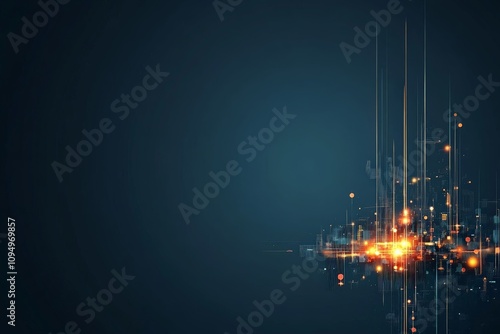 An abstract image featuring glowing lines and dots on a dark background, symbolizing data, technology, and digital interconnectedness in a modern world. photo