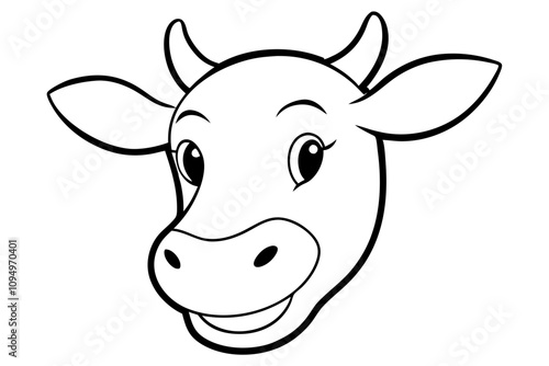 Cow head vector line art.