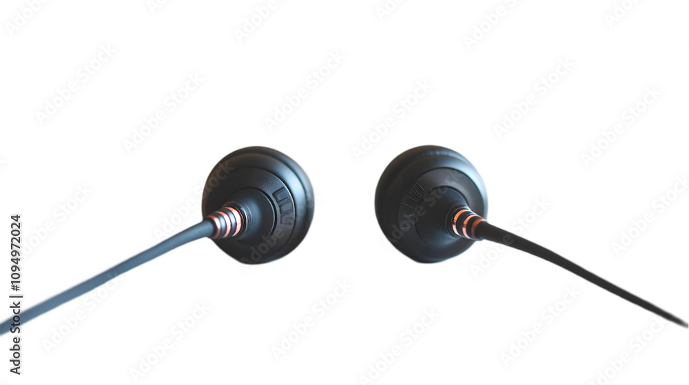 Black Earbuds with Copper Accents Illustration Black Earbuds with Copper Accents Illustration