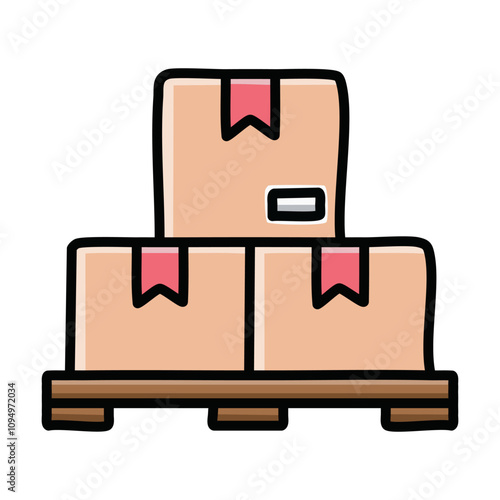 Boxes on pallet vector illustration, filled design editable outline icon