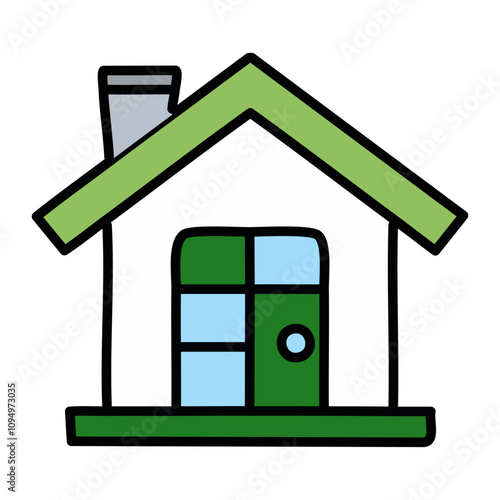 Greenhouse with chimney isolated icon vector illustration design. Home flat symbol design.