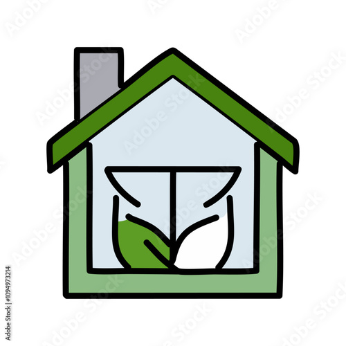 house with leafs plant ecology icon. Isolated and flat illustration. Vector graphic