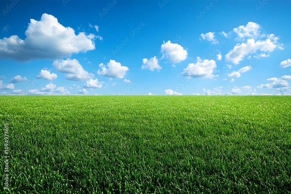 Green fields without people, clear air during the day, clear sky, beautiful white clouds floating around, giving a sense of openness, freshness, suitable for use as a background, with plenty of space. Green fields without people, clear air during the day, clear sky, beautiful white clouds floating around, giving a sense of openness, freshness, suitable for use as a background, with plenty of space.