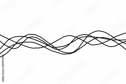 Wallpaper Mural Thin wavy line abstract background. Wavy line horizontal divider outline minimalist background. Abstract black lines wave curve motion on white background. Vector Illustration. Line curve waves.
 Torontodigital.ca