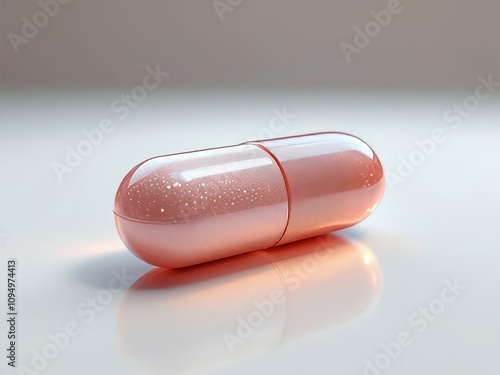 Vitamin K tablet, isolated, rule of thirds composition. photo