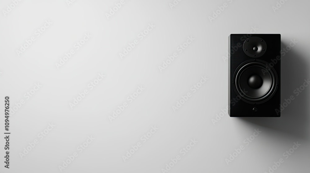 Black Studio Monitor Speaker on White Background Ideal for Music Production and Sound Engineering, Perfect for Audio Professionals and Home Studios Black Studio Monitor Speaker on White Background Ideal for Music Production and Sound Engineering, Perfect for Audio Professionals and Home Studios