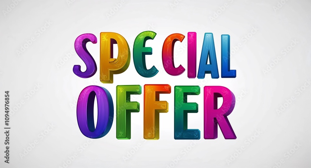 special offer artistic colorful style lettering on plain white background special offer artistic colorful style lettering on plain white background