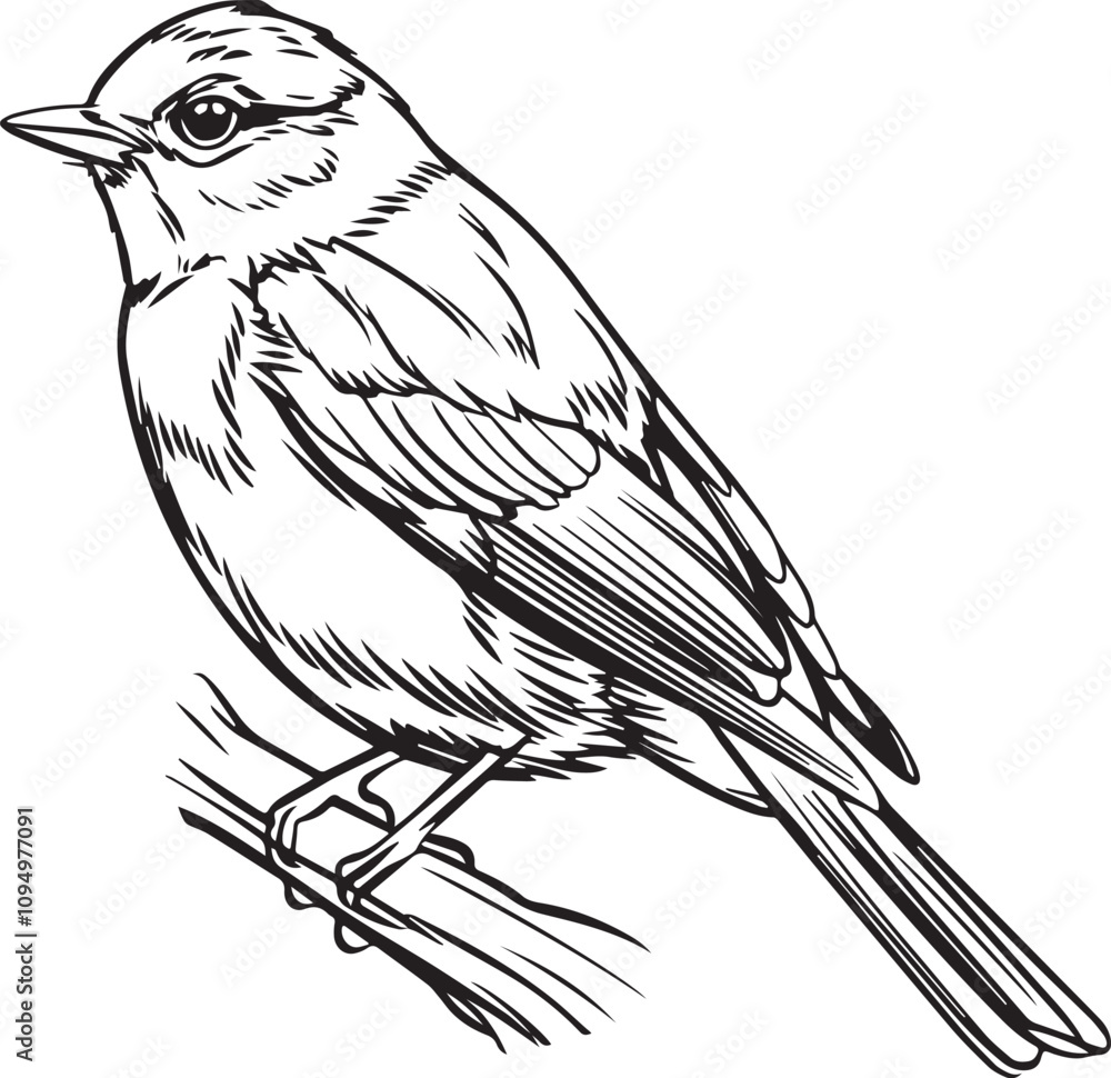 Singing Sketch Bird. Outline Design. Vector Illustration silhouette vector Singing Sketch Bird. Outline Design. Vector Illustration silhouette vector