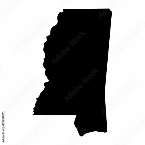 Map USA of Mississippi. Flat image