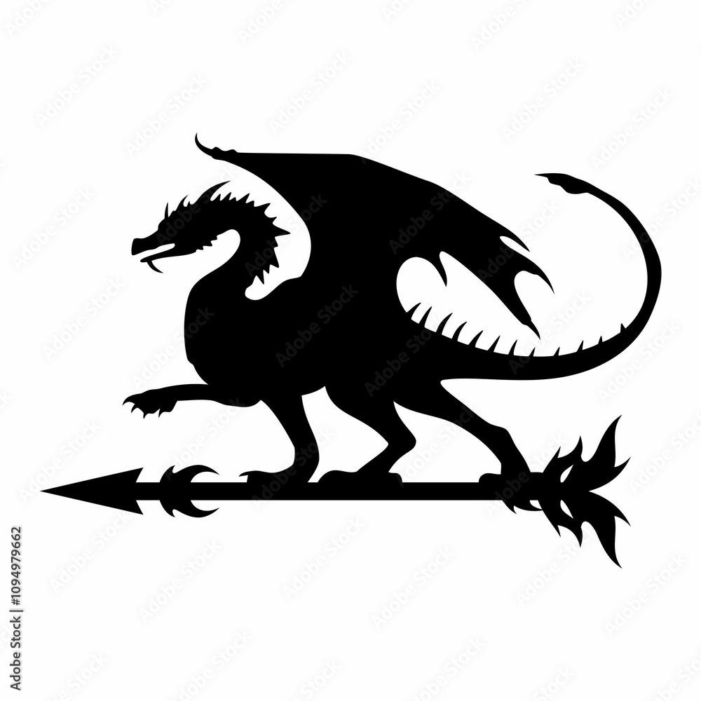 Dragon weather vane silhouette image Dragon weather vane silhouette image