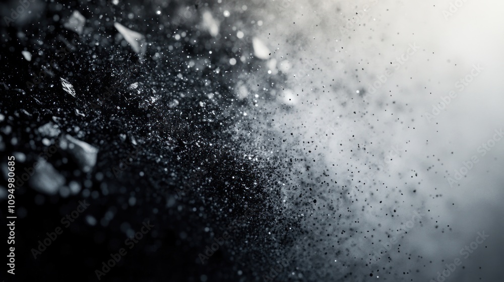 Abstract Dark Grey and White Dust Particles in Motion Abstract Dark Grey and White Dust Particles in Motion