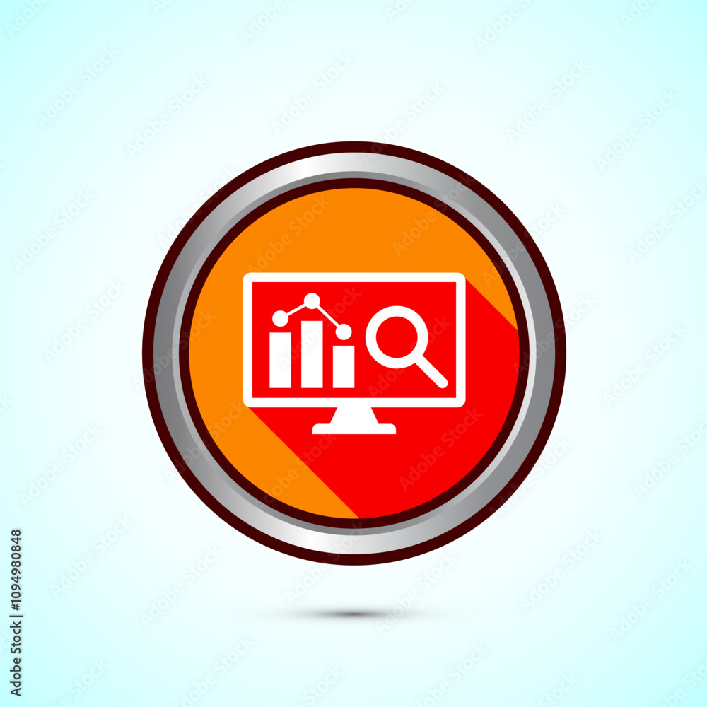 Data analytics icon design illustration. Market research, analytic icon, Orange Shadow Button Design Data analytics icon design illustration. Market research, analytic icon, Orange Shadow Button Design
