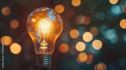 A bright glowing lightbulb illustrating a creative idea and brainstorming process