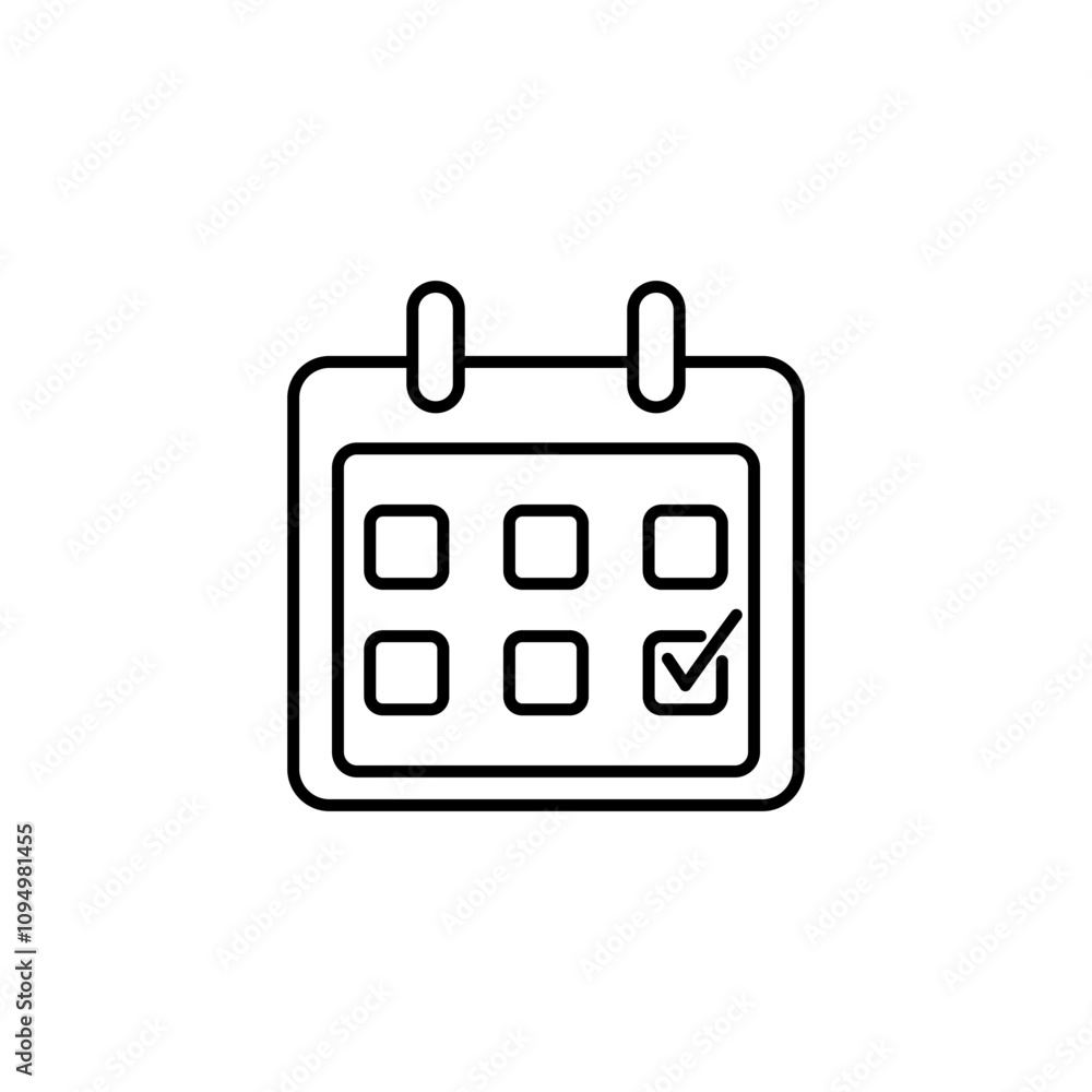 calendar icon with check mark vector illustration, isolated on white calendar icon with check mark vector illustration, isolated on white