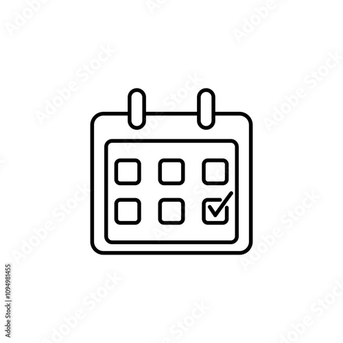 calendar icon with check mark vector illustration, isolated on white